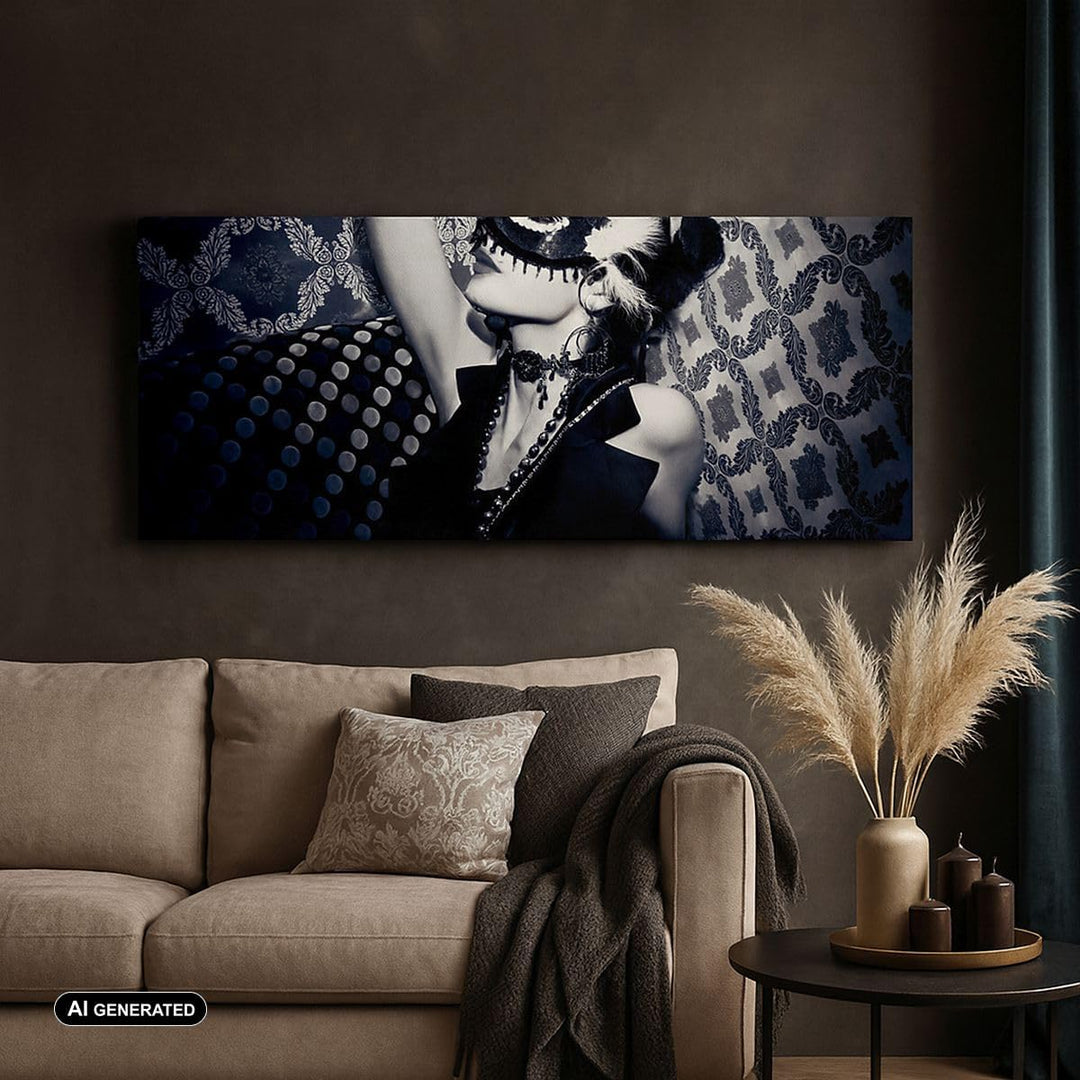 Wandbilder Dekoration Wohnzimmer Frau Karneval Maske Mode Panorama Bilder auf Leinwand 120x50cm Lein