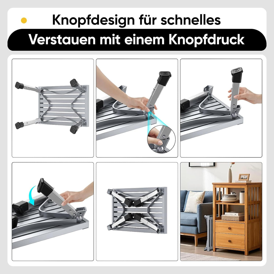 Aluminium Tritthocker Klappbar mit 350 kg Traglast &amp; 4-stufige Höhenverstellung18-24 cm, Klappbar Ru