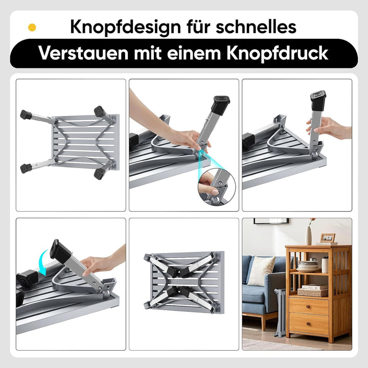 Aluminium Tritthocker Klappbar mit 350 kg Traglast &amp; 4-stufige Höhenverstellung18-24 cm, Klappbar Ru