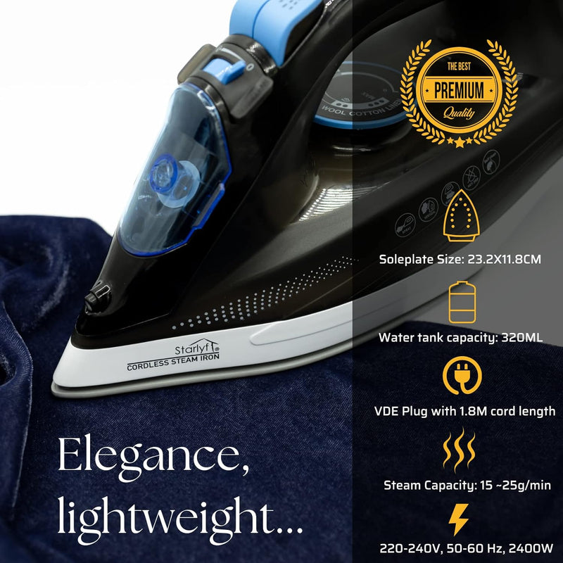 BEST DIRECT Starlyf Cordless Steam Iron Schnurloses Dampfbügeleisen - Schnurloses Dampfbügeleisen -