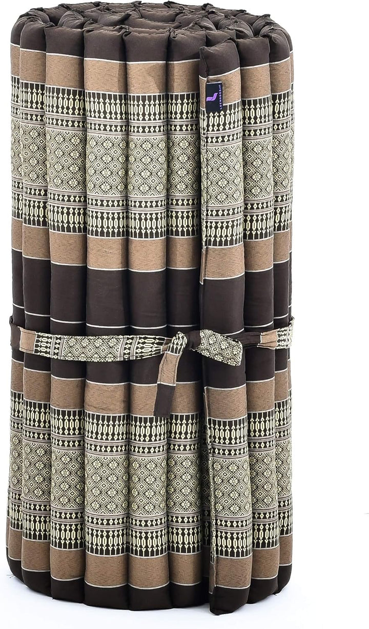 Leewadee Rollbare Thaimatte 190 x 70 cm - Kapok Bodenmatte zum Schlafen, Massieren & Meditieren Futo