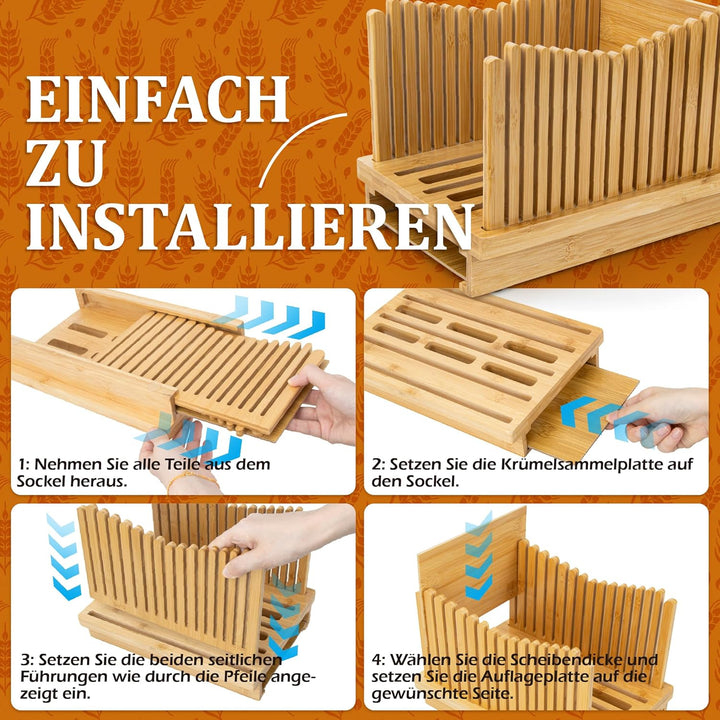 Weenkler Bambus-Brotschneidemaschine, verstellbare Brotschneidemaschine, Brotschneidehilfe für selbs