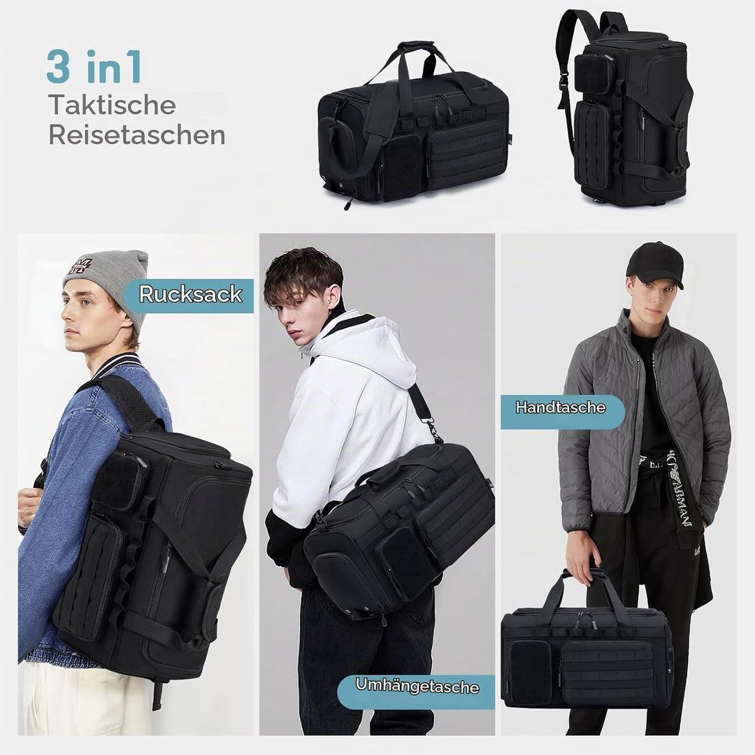 BAGZY Taktischer Reisetasche Sporttasche 40l Trainingstasche Herren Mit Schuhfach Für Herren Reise S