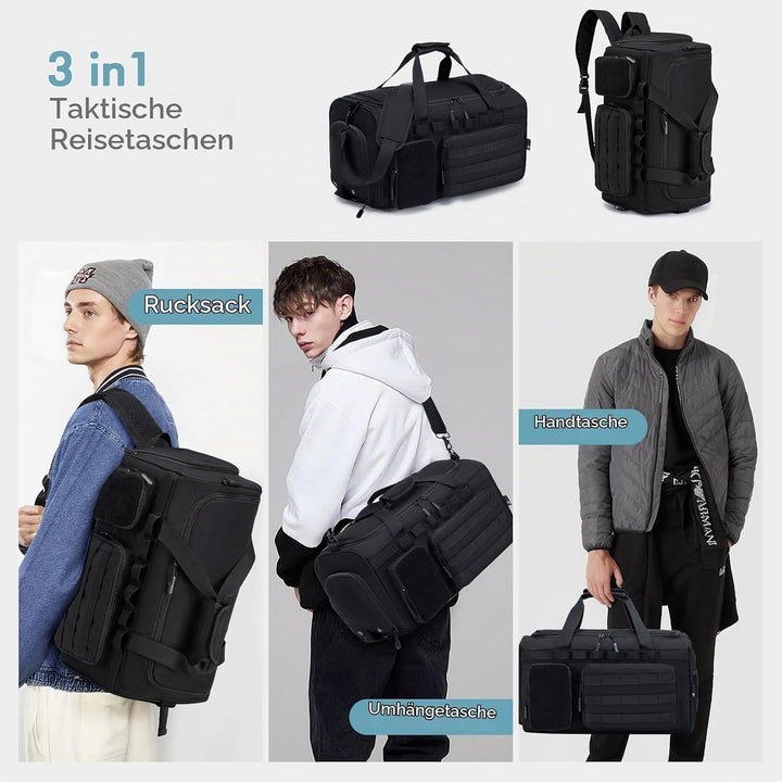 BAGZY Taktischer Reisetasche Sporttasche 40l Trainingstasche Herren Mit Schuhfach Für Herren Reise S