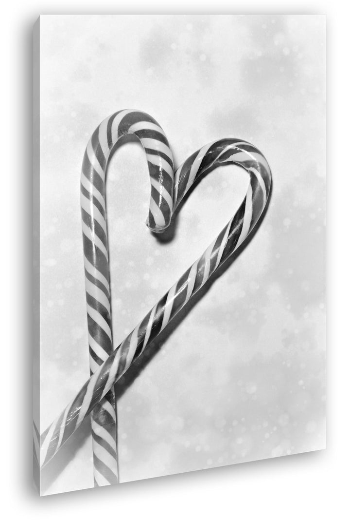 deyoli Zwei Bunte Zuckerstangen Formen EIN Herz Effekt: Schwarz/Weiss Format: 80x60 als Leinwand, Mo