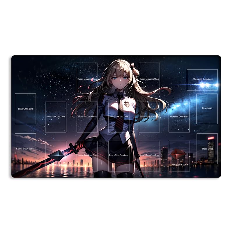 Mlikemat Spielmatte Sky Striker Ace – Raye TCG CCG OCG Sammelkartenspielmatte mit Zonen + gratis Tas