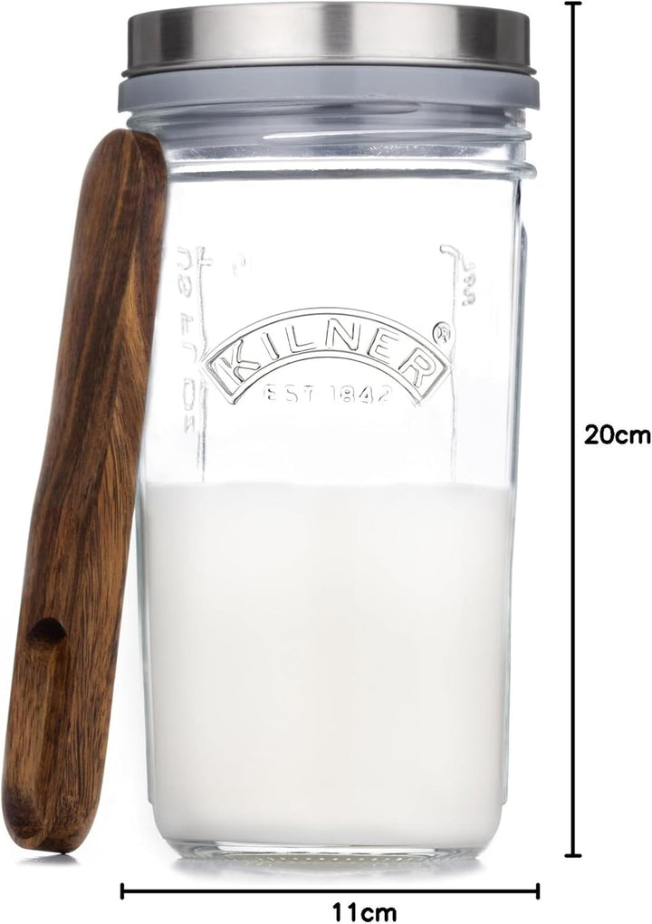 Kilner Kefir Set, Fermentationsglas mit Edelstahldeckel, Rezeptheft