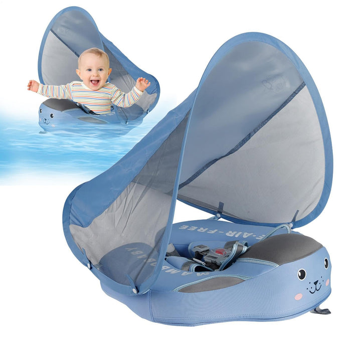 Baby Schwimmring Mit Abnehmbarem Sonnendach, Baby Schwimmtrainer Ab 3 Monate Mit Verstellbare Schult