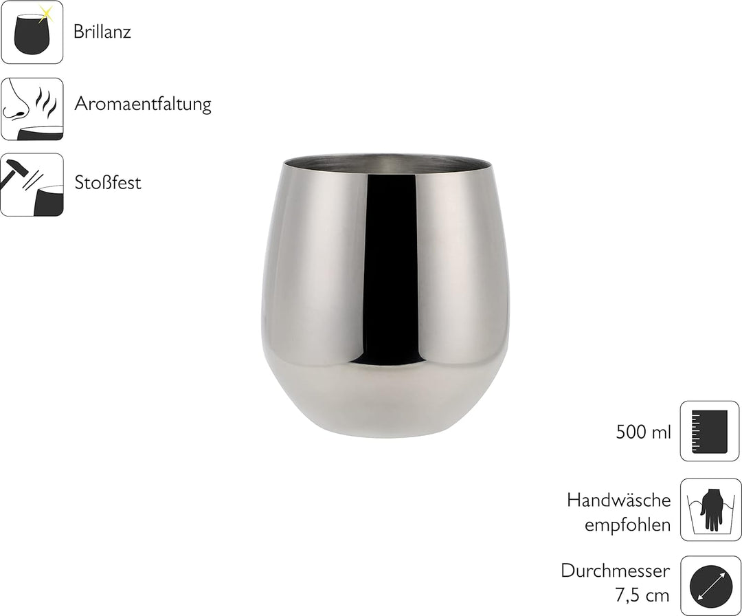 Echtwerk Weingläser, 6-tlg Rotweingläser, Trinkbecher aus Edelstahl, Unzerbrechliche Trinkgläser, Br