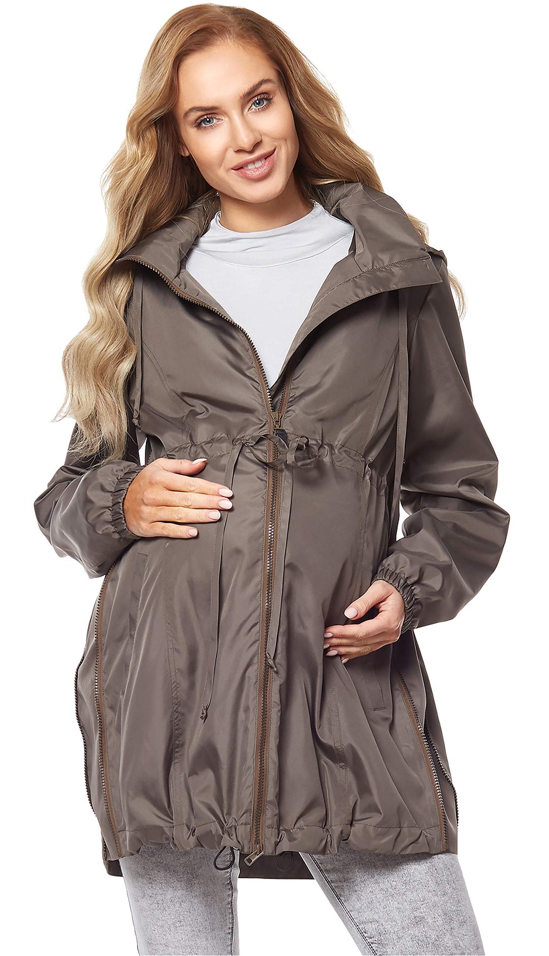 Damen Parka Übergangsjacke Herbstjacke Umstandsjacke BE20-213, 36 Khaki