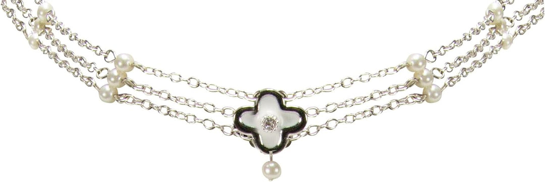 Alpenflüstern Trachten-Metall-Kropfkette Adeline - Damen-Trachtenschmuck Dirndlkette (silber-farben)