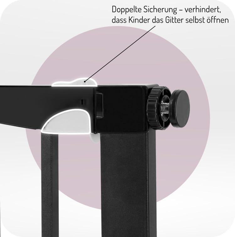 MoMi Baby-Absperrgitter PAXI Plus, Tür- und Treppenschutzgitter 75-82 cm erweiterbar bis 103 cm, ink