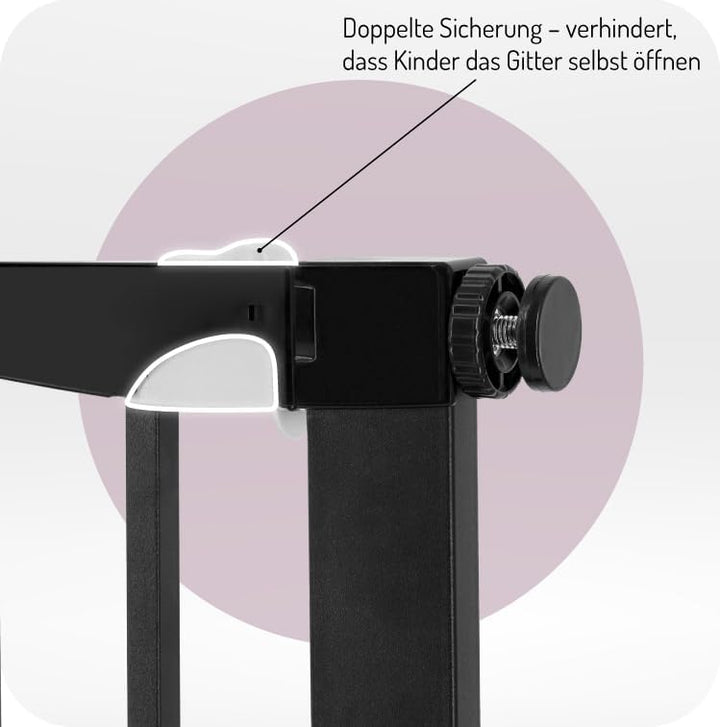 MoMi Baby-Absperrgitter PAXI Plus, Tür- und Treppenschutzgitter 75-82 cm erweiterbar bis 103 cm, ink