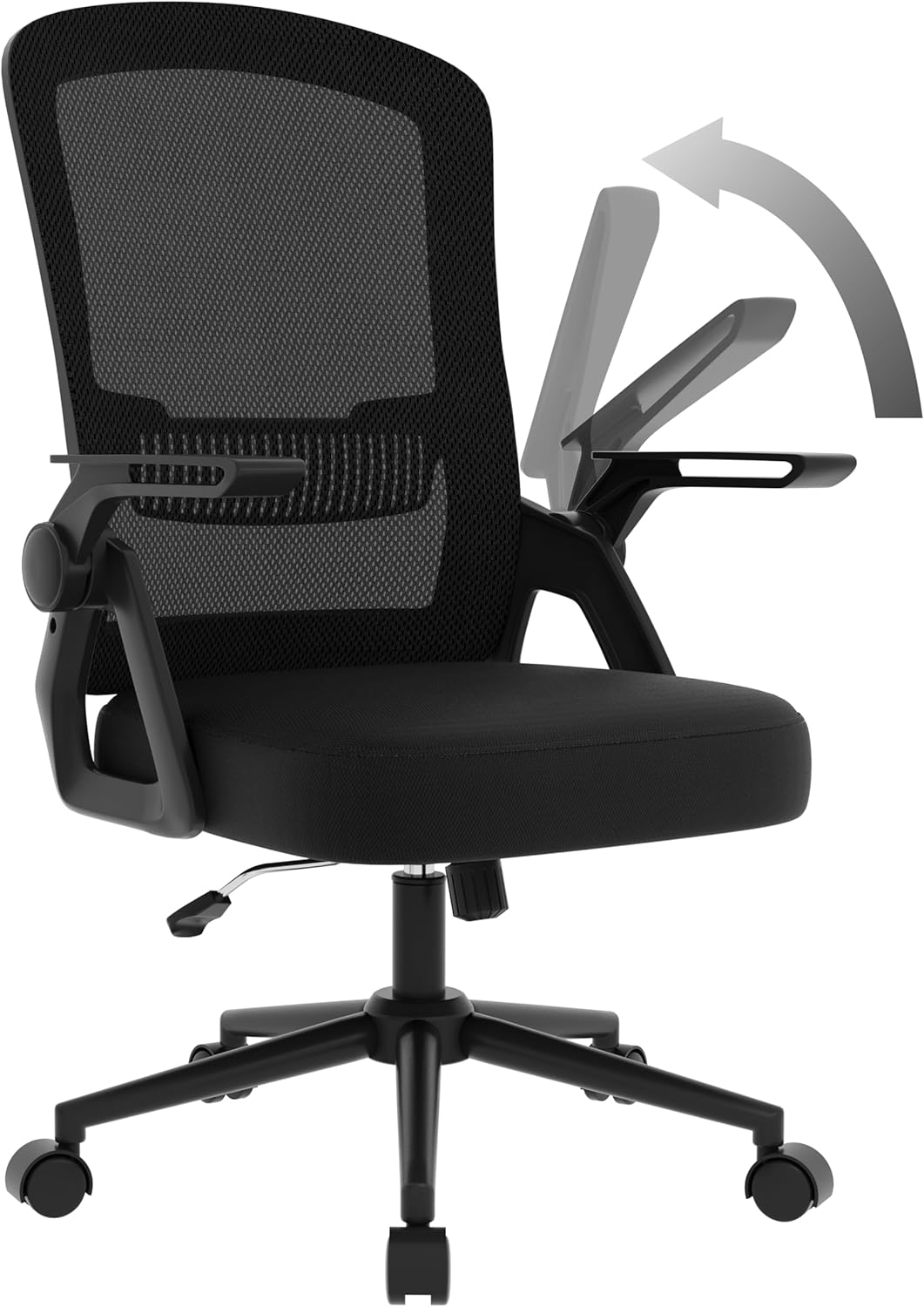 naspaluro Bürostuhl mit Hochklappbare Armlehnen, Schreibtischstuhl Ergonomisch, Drehstuhl mit Netzbe