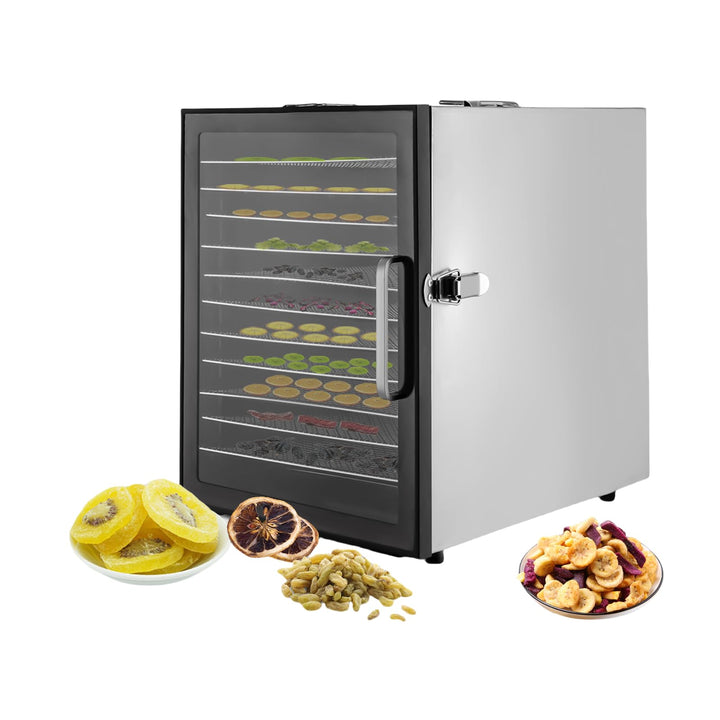 Dörrautomat Edelstahl mit 12 Edelstahlgitter, 800W Dehydrator Food mit 30-80℃ Temperaturregelung & 2