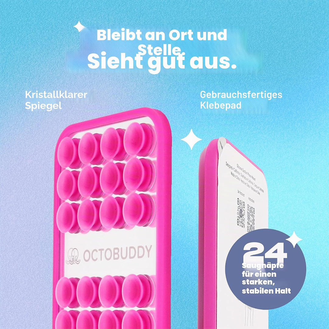 OCTOBUDDY Mirror - Silikon-Saugnapf Halterung fürs Handy mit Spiegel – rutschfeste Saugnapfhalterung