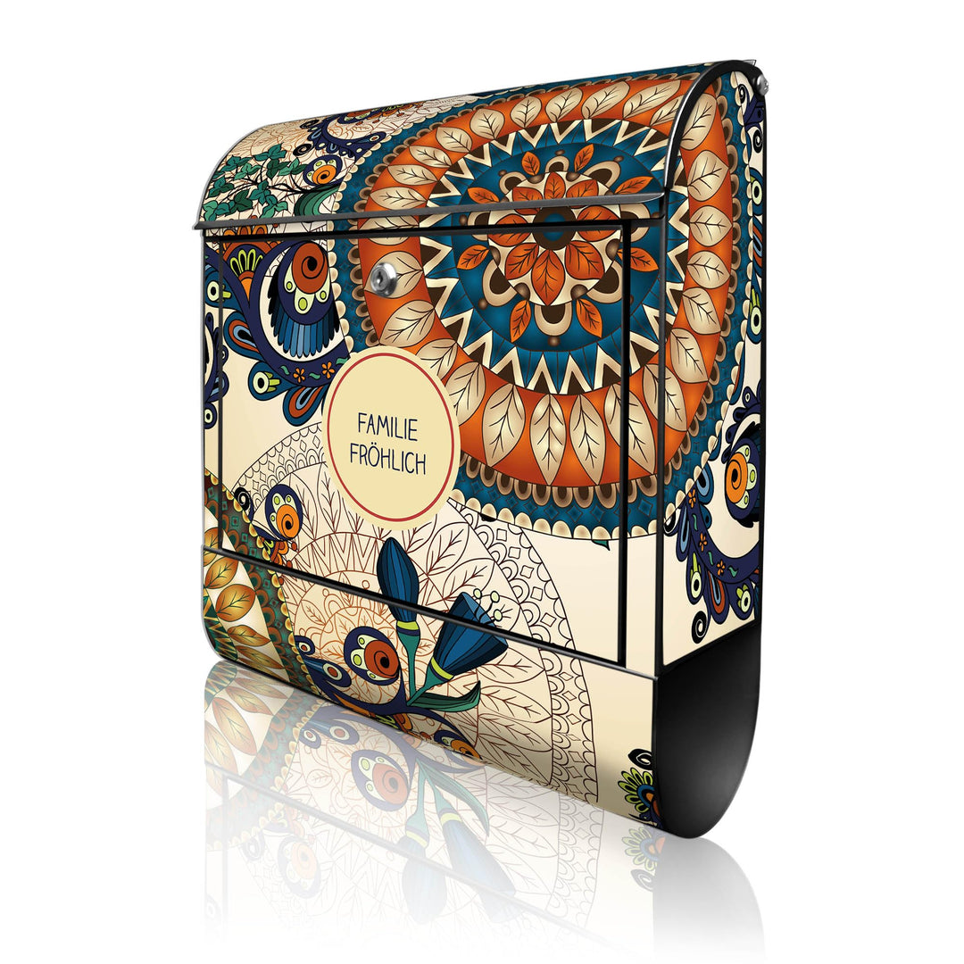 banjado Design Briefkasten personalisiert 38,5x46,5x13cm & 2 Schlüssel - Briefkasten Stahl Schwarz Z
