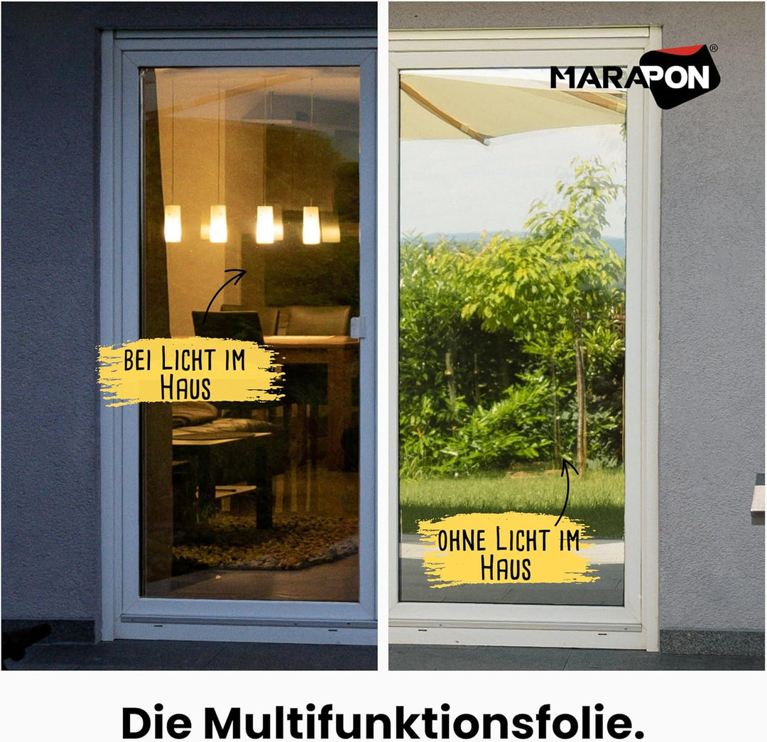 MARAPON® Sonnenschutzfolie Fenster innen [75x400 cm] Fensterfolie Sonnenschutz von innen durchsichti