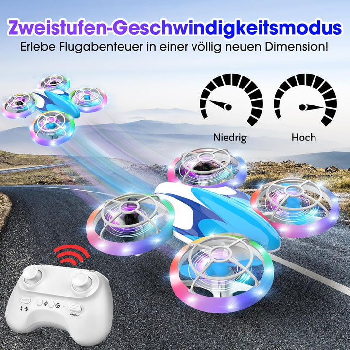 Mini Drohne für Kinder Spielzeug ab 6 7 8 9 10+ Jahre, RC Flugzeug Drone mit 3 Akkus, 360°Flips, LED