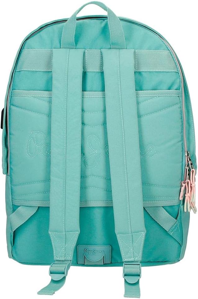 Pepe Jeans Jane Rucksack für Laptop, Doppelfach, anpassbar, 15,6 Zoll, Blau, 31 x 44 x 17,5 cm, Poly