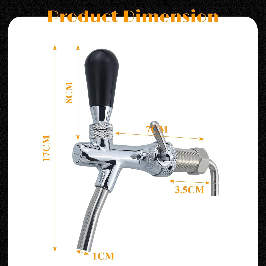 Aiyomi G5/8 Verstellbarer Bierhahn Einstellbare Bierzapfhahn Chrome Bier Zapfhahn für Hause Bier Bar