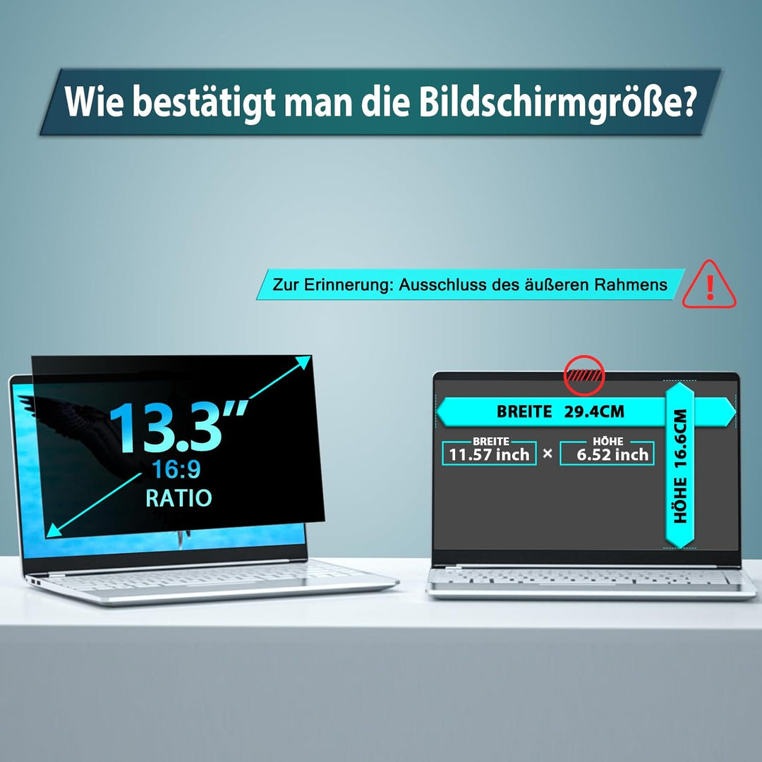 STARY Blickschutzfilter 13.3 zoll Laptop 16:9 Seitenverhältnis - Anti Blaulicht Blendschutz Blicksch