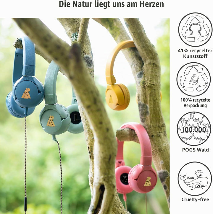 POGS-Kinderkopfhörer mit Kabel | The Elephant 2 | Faltbarer robuster Kinderkopfhörer ab 3 Jahren | L