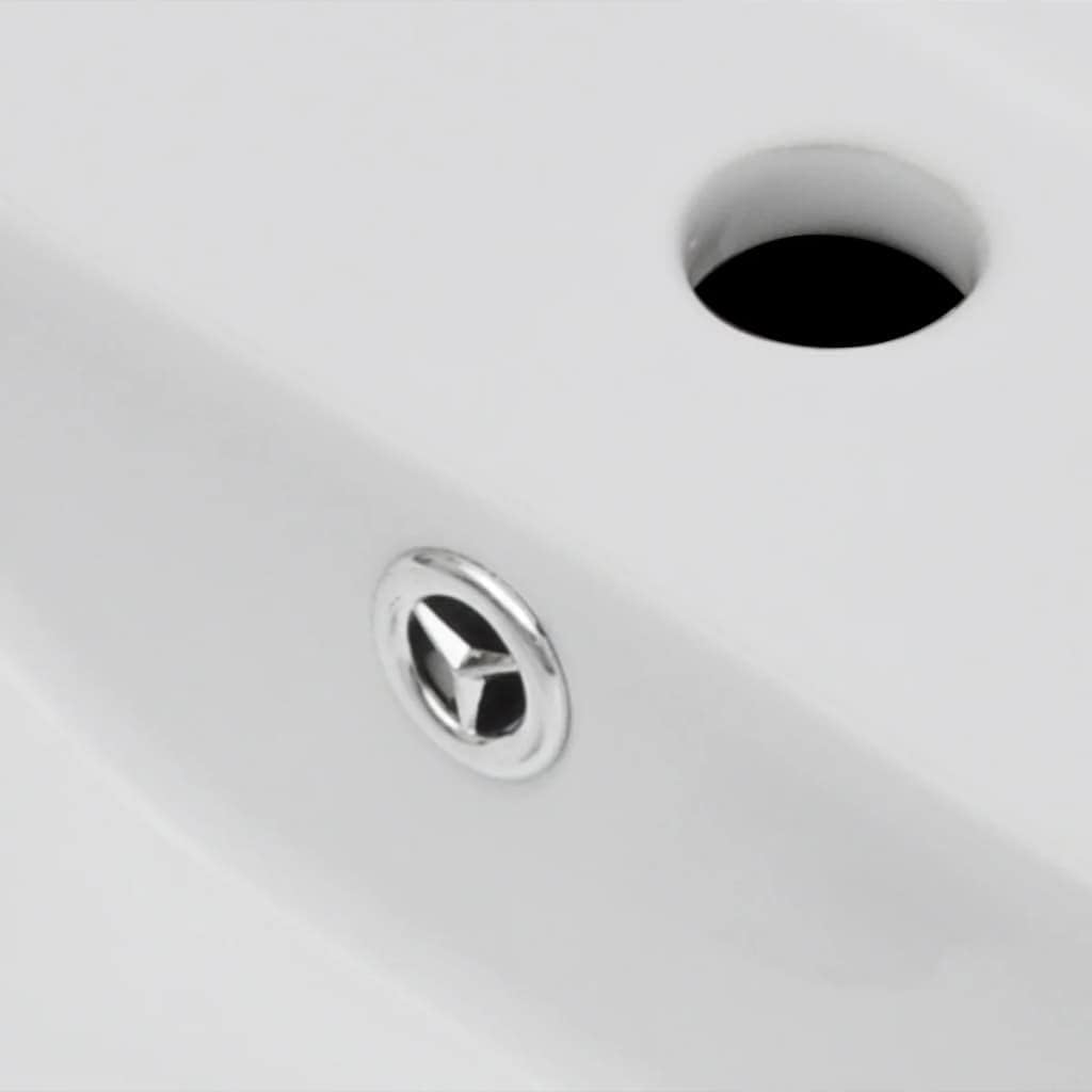 vidaXL Waschbecken Keramik Hahnloch Waschtisch Aufsatzwaschbecken Waschschale