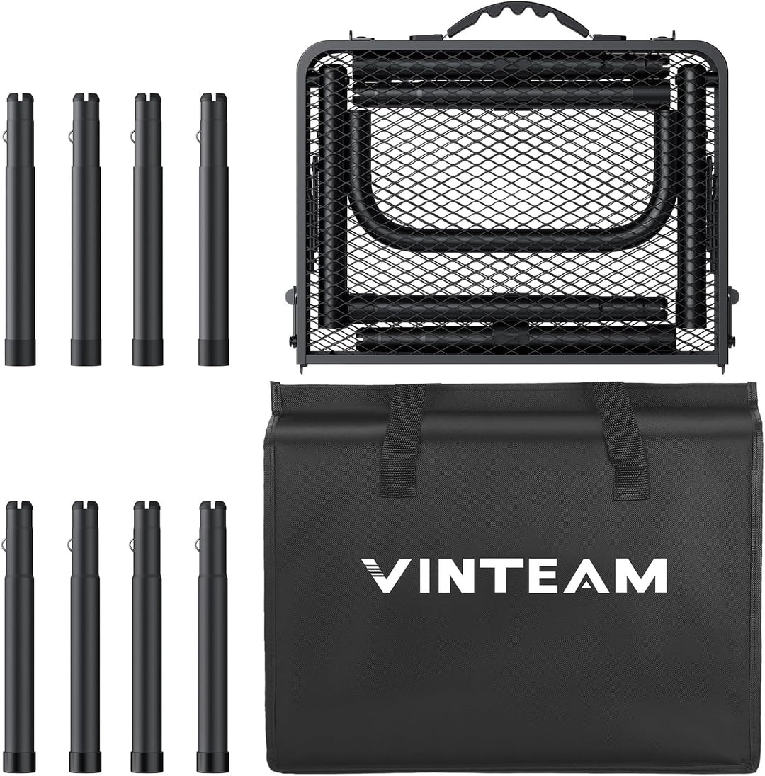 VINTEAM Campingtisch Klappbar 58x40cm, 3 Höhenverstellbar Leicht & Tragbar, Aluminium Metallgitter,