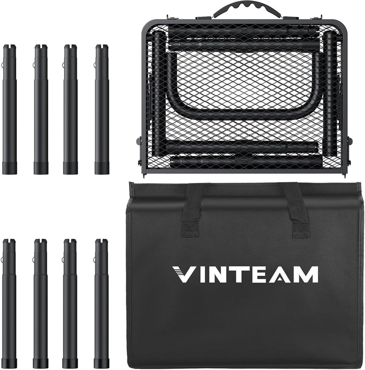 VINTEAM Campingtisch Klappbar 58x40cm, 3 Höhenverstellbar Leicht & Tragbar, Aluminium Metallgitter,