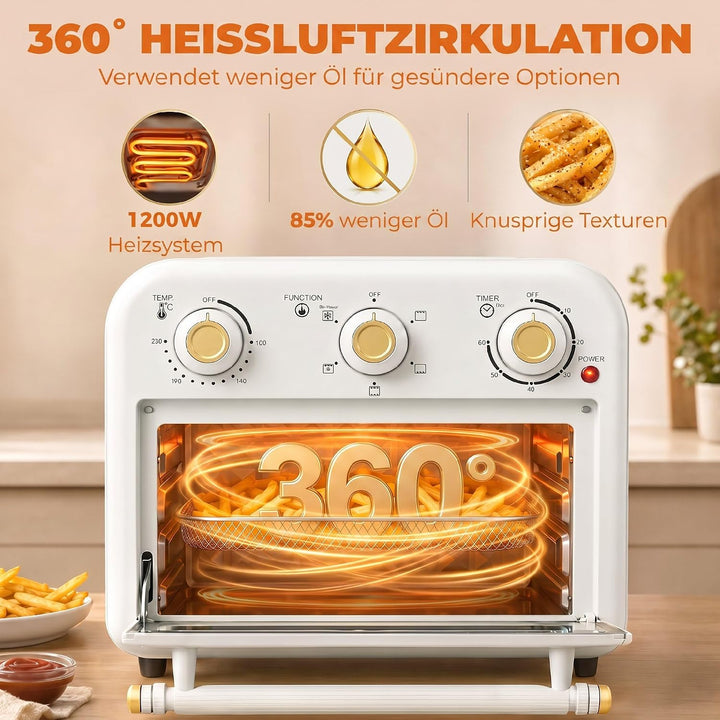HOMCOM Heissluftfritteuse 12 Liter Mini Backofen mit Umluft 5 Programme