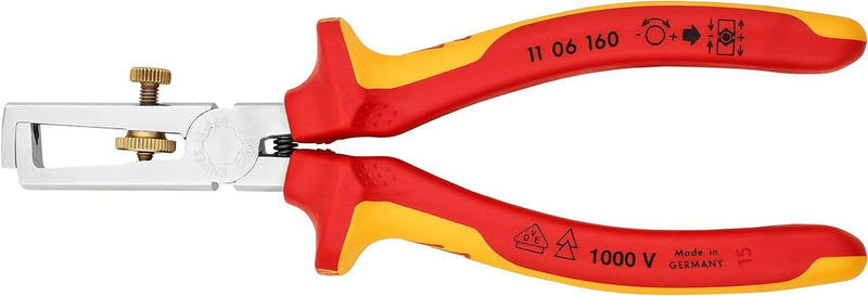 Knipex Abisolierzange mit Öffnungsfeder, universal verchromt, isoliert mit Mehrkomponenten-Hüllen, V