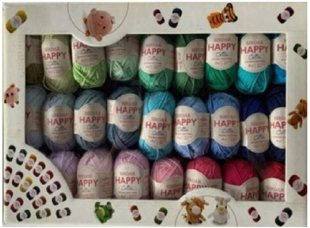 Sirdar Happy Cotton Sortimentskasten in 50 Farben, Baumwolle, Sortiert, 25 g