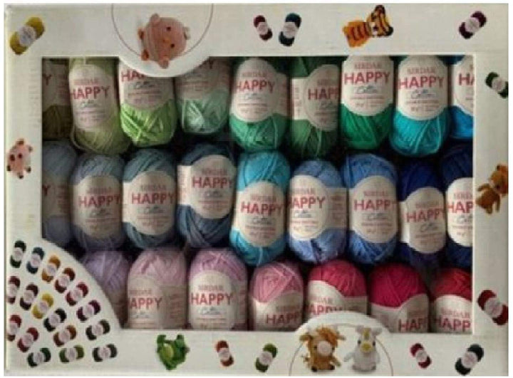 Sirdar Happy Cotton Sortimentskasten in 50 Farben, Baumwolle, Sortiert, 25 g