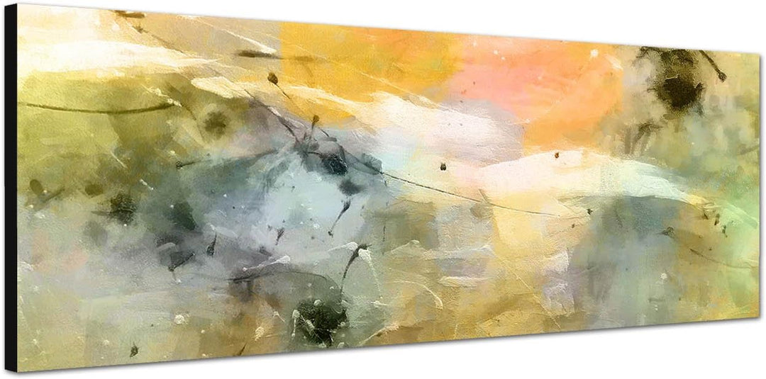 Paul Sinus Art Panoramabild auf Leinwand und Keilrahmen 150x50cm Hintergrund abstrakt grün orange bl