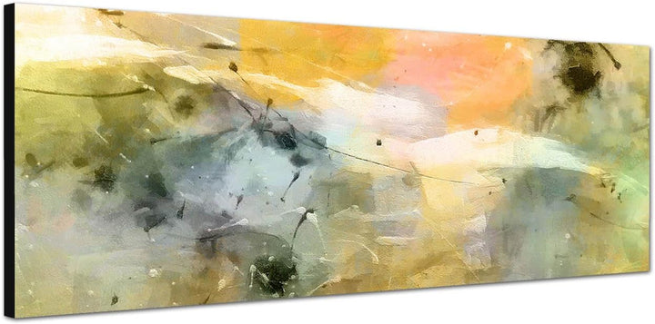 Paul Sinus Art Panoramabild auf Leinwand und Keilrahmen 150x50cm Hintergrund abstrakt grün orange bl