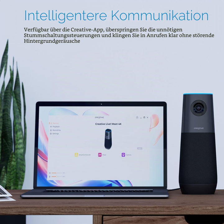 Creative Live! Meet 4K - 4K-UHD-Konferenz-Webcam mit automatischer Verfolgung und 7-Fach-Digitalzoom