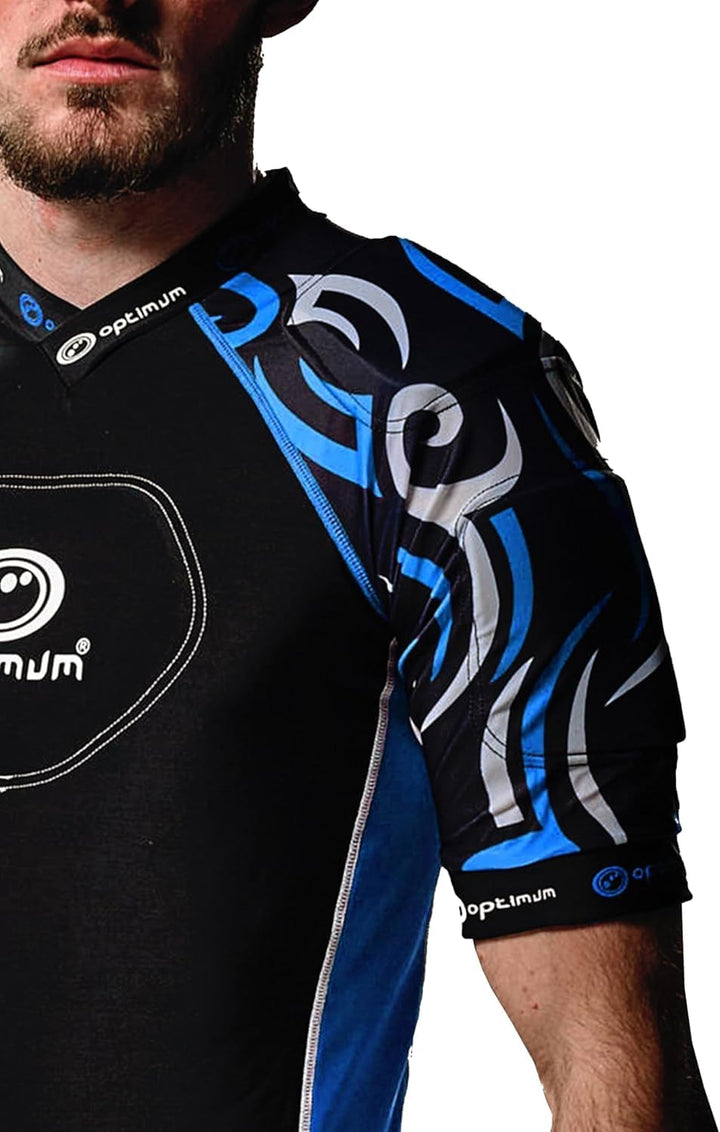 Optimum Razor Rugby Oberteil mit Schulterschutz Black/Silver Mini Junior, Black/Silver Mini Junior