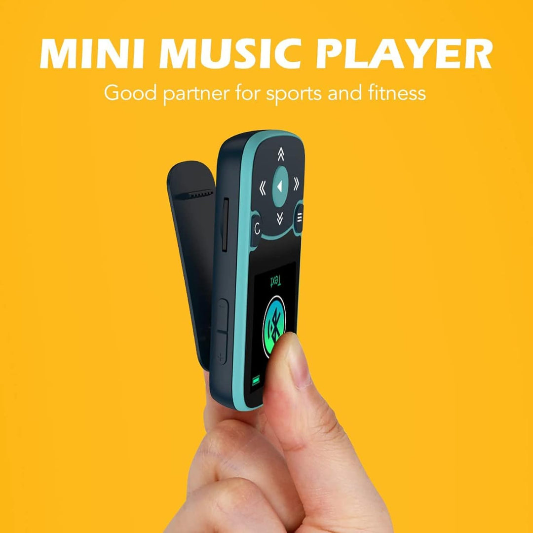 AGPTEK MP3 Player & Schutzhülle Bluetooth 5.0 Sport 32GB mit 1,5 Zoll TFT Farbbildschirm, Mini Musik