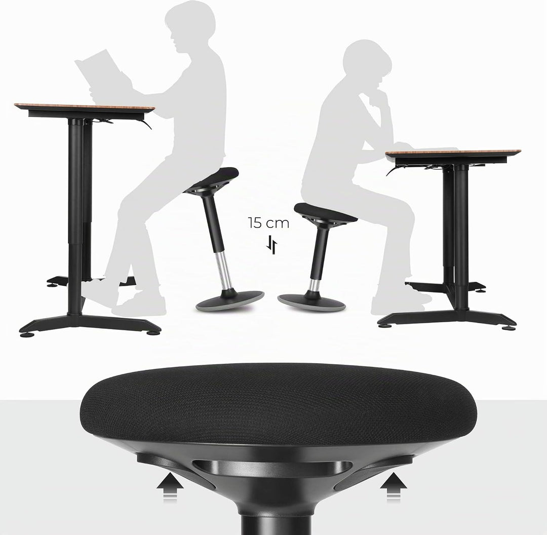 SONGMICS Bürohocker, ergonomischer Arbeitshocker, Sitzhocker, 360° Drehstuhl, höhenverstellbar 50-65