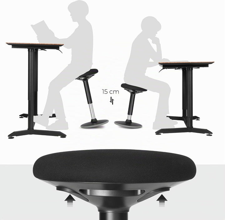 SONGMICS Bürohocker, ergonomischer Arbeitshocker, Sitzhocker, 360° Drehstuhl, höhenverstellbar 50-65