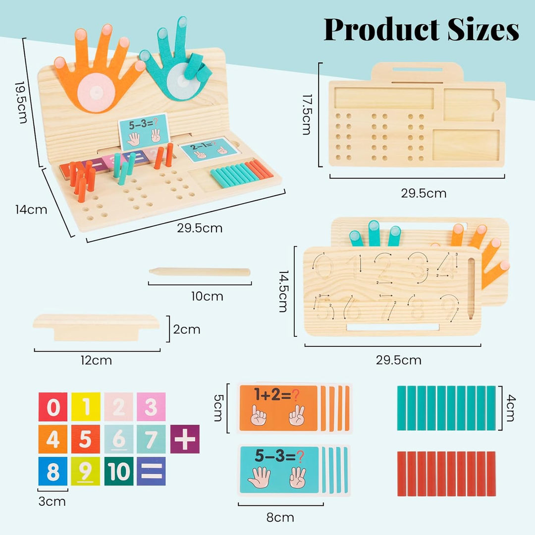 Montessori Spielzeug Holz Mathe-Zählspielzeug für Kinder Zählen Lernen 3 in 1 Palm Computing Bildung