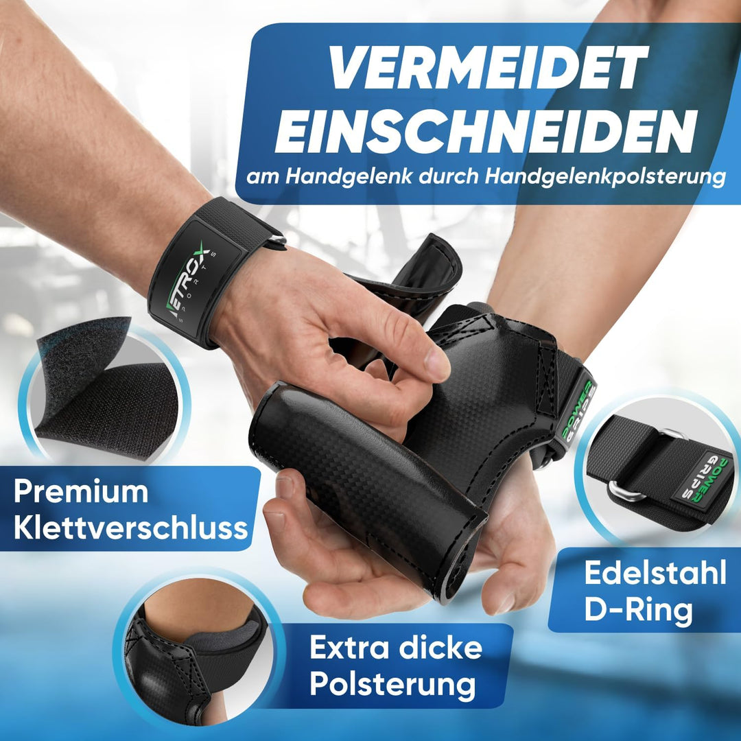 NetroxSports® – Power Grips Zughilfen für Bodybuilding, Gewichtheben, Krafttraining &amp; Fitness – spez