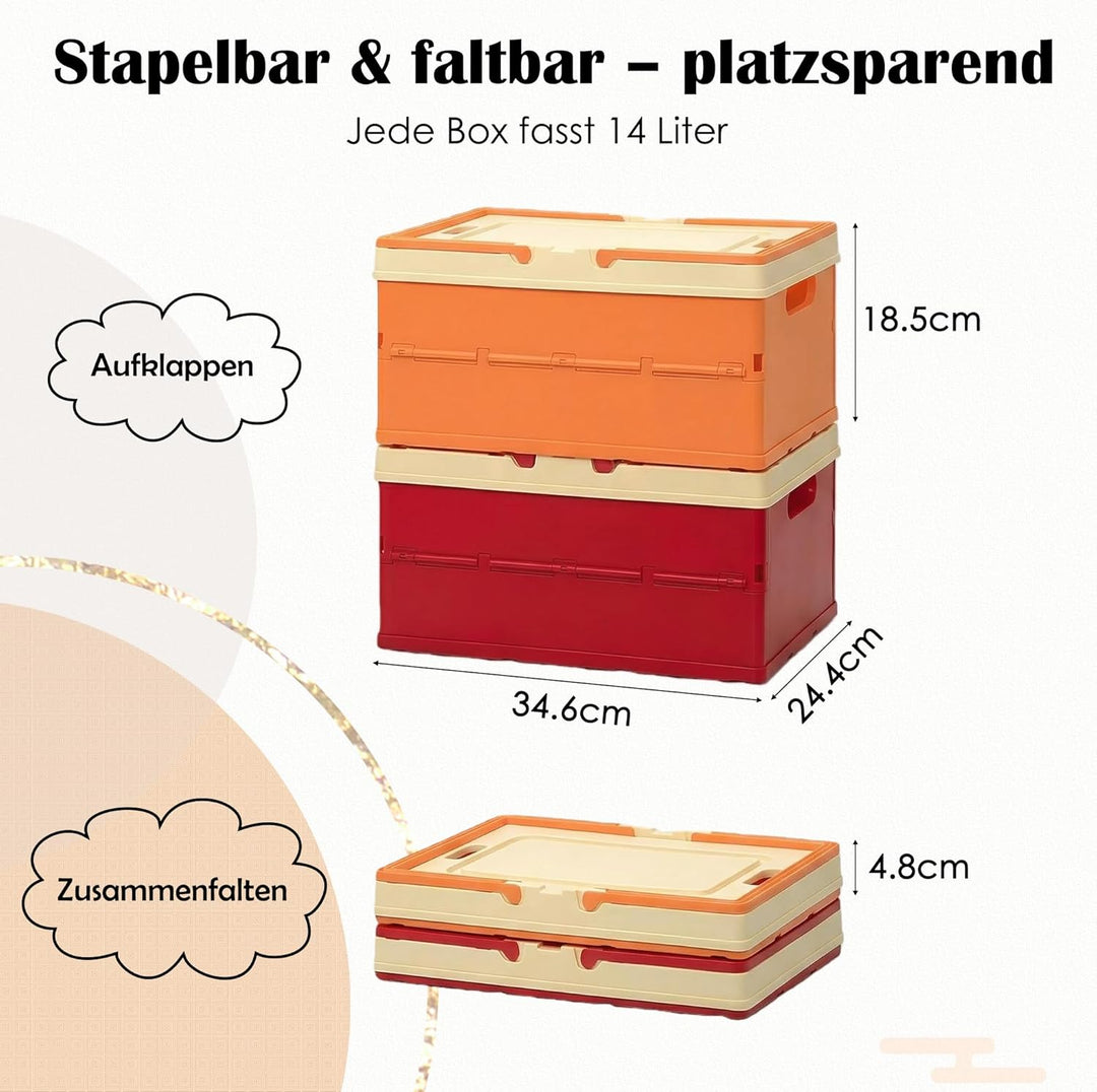 Aufbewahrungsbox Kinder, Spielzeugkiste mit Deckel, Klappbox 34,6 x 24,4 x 18,5 cm -Stabiler Aufbewa