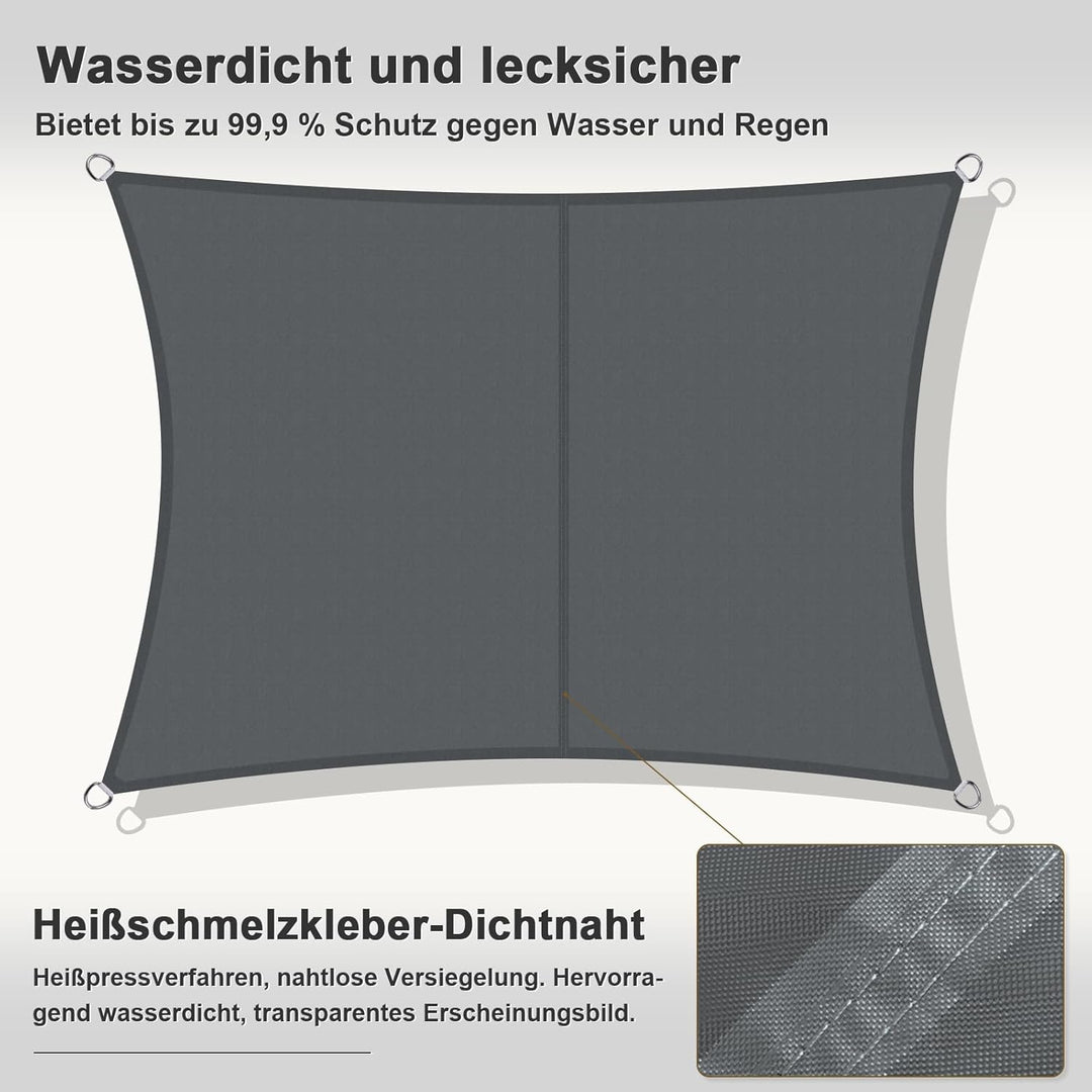 HENG FENG Sonnensegel Rechteckig Quadratisch 5x5m Wasserdicht PES Polyester Sonnenschutz Windschutz