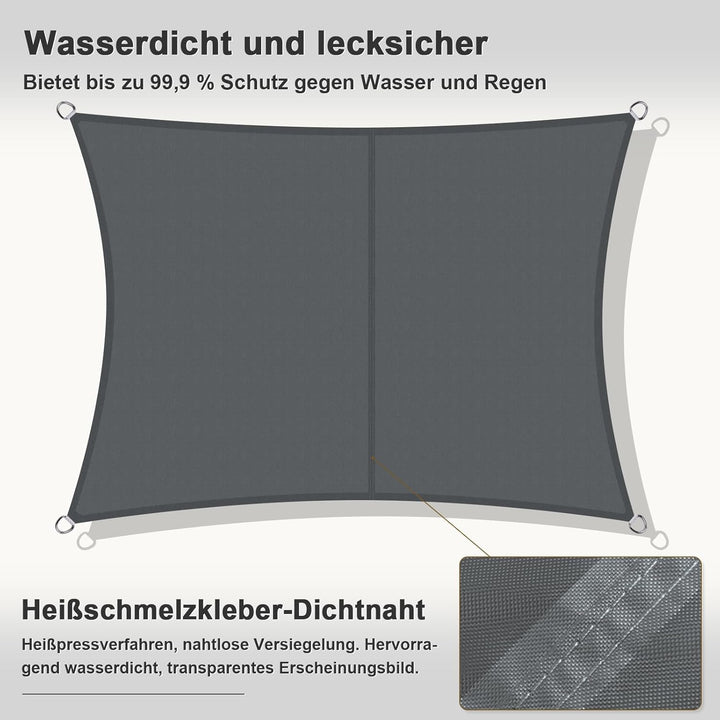HENG FENG Sonnensegel Rechteckig Quadratisch 5x5m Wasserdicht PES Polyester Sonnenschutz Windschutz