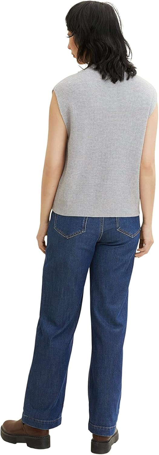 TOM TAILOR Damen Pullunder mit Rollkragen M 30282 - Concrete Grey Melange, M 30282 - Concrete Grey M