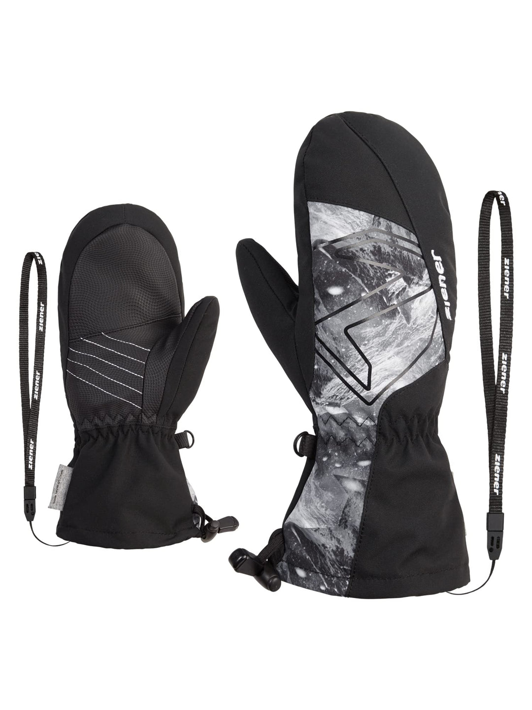 Ziener Kinder Lavalino Ski-Fäustling/Wintersport | wasserdicht, extra warm, Wolle 6.5 black.grey mou