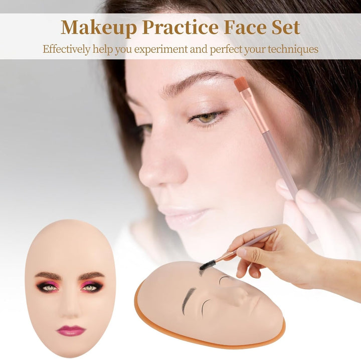 Make-up-Übungsset für das Gesicht, bestehend aus 8 Silikon-Mannequin-Gesichtern, 1 Übungsgesichtspla