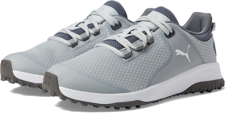 PUMA Herren Fusion Grip Extra Breit Golfschuh 41 EU Weit Flacher Hellgrau Puma Silber Leiser Schirm,